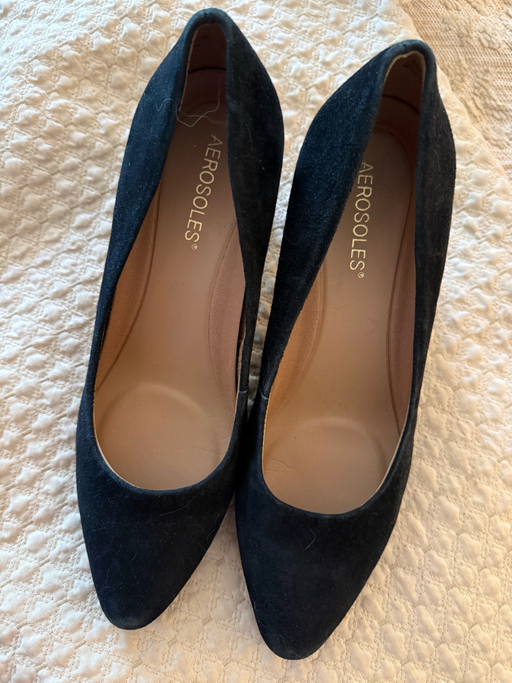 Brand New AEROSOLES Black Suede Heels
